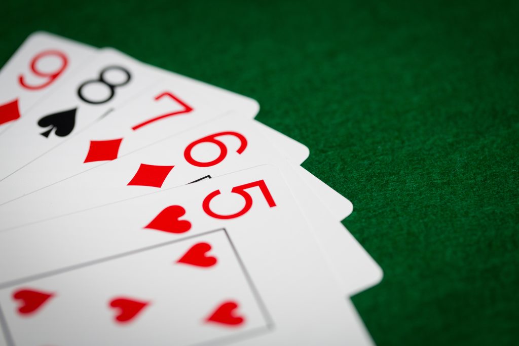 A photo of casino playing cards on a table.