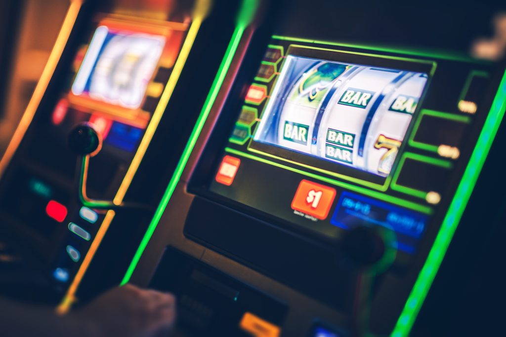 A close up photo of a slot machine.