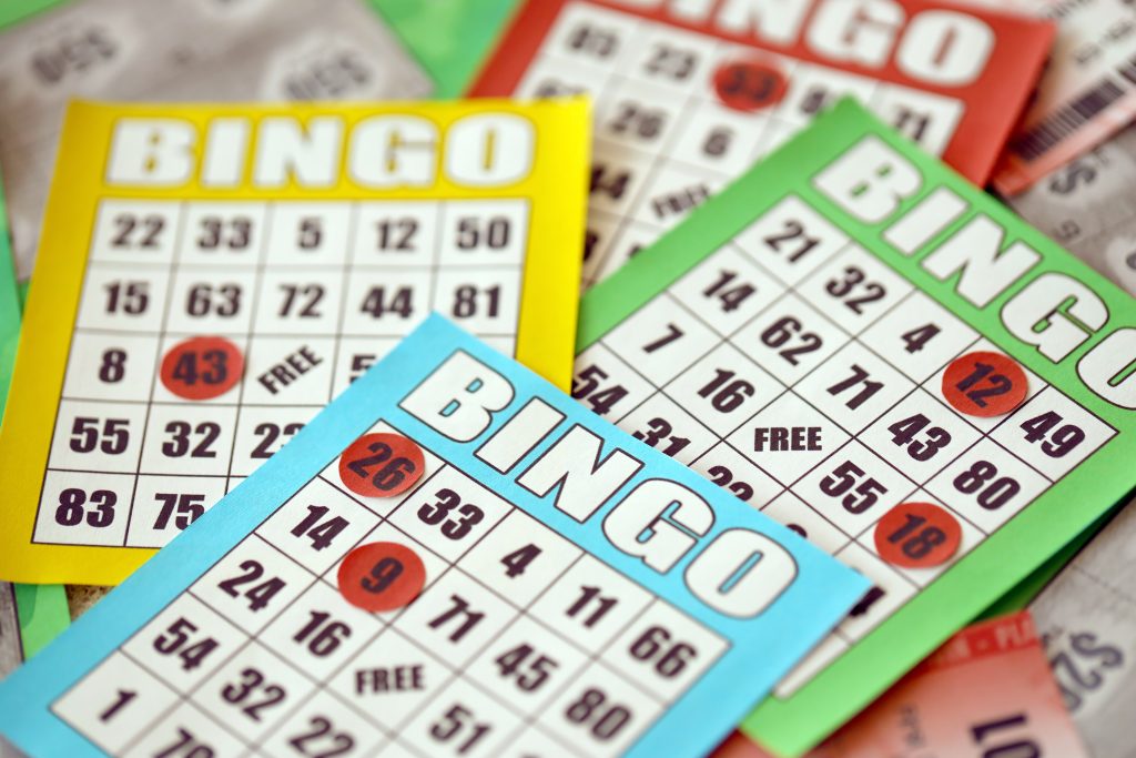 A close photo of multiple bingo cards.
