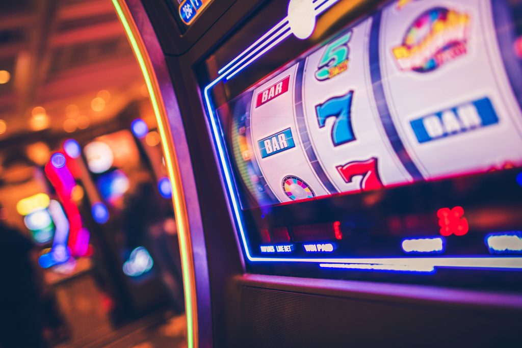 A close up photo of a slot machine.