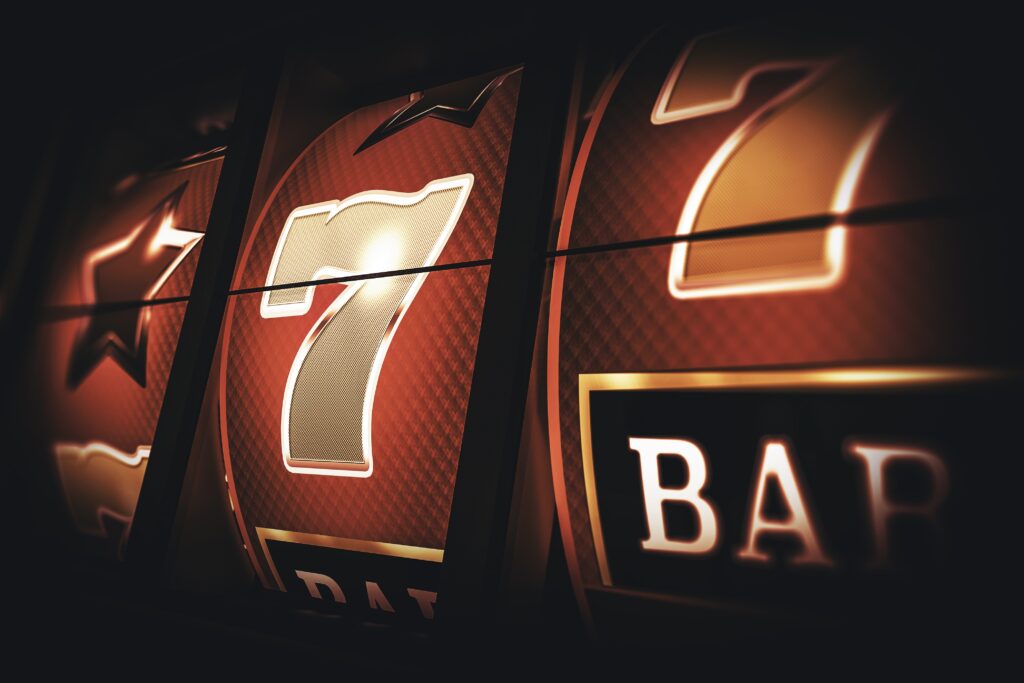 Close of up slot machine reels.